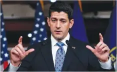  ?? THE ASSOCIATED PRESS ?? House Speaker Paul Ryan of Wisconsin speaks Thursday during a news conference in Washington. Ryan has promised that Congress will reach a new deal on the debt ceiling soon.
