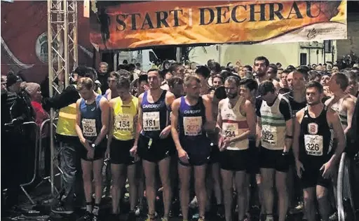  ??  ?? Runners assemble for the 59th Nos Galan Race on New Year’s Eve in Mountain Ash.