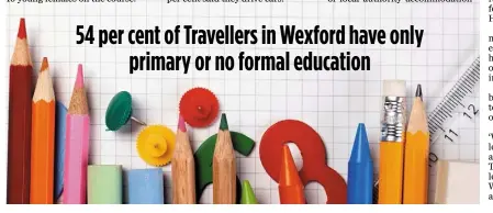  ??  ?? 54 per cent of Travellers in Wexford have only primary or no formal education