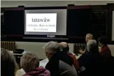  ??  ?? Rich Pickering offered his own original research and findings about the history of the Moose Jaw River Valley to a full room.