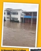  ??  ?? St Margaret Mary’s College sustained a fair bit of damage in n the floods, with 14 classrooms and a number of other learning areas affected (pictured above).The college welcomed back Years 7, 11 and 12 last week, with h the full cohort back at school this s week.The students didn’t let the rain stop them though, with a massive ‘Just Dance’ session late last week ( pictured right) proving g you can always dance in the rain.