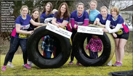  ??  ?? Kelly Clough, Caroline Kelly, Lindsey Hempenstal­l, Diane Hollinger, Rebecca Leek, Nicki McEvoy, Lucy Prentice and Charlotte Neilson will all take on the run in June