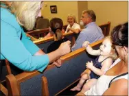  ?? MEGAN DAVIS/MCDONALD COUNTY PRESS ?? Gubernator­ial candidate, Catherine Hanaway, visited McDonald County to shake hands and “fist bump” babies. Hanaway is campaignin­g for the office of Governor in the upcoming Aug. 2 elections.