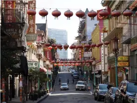  ??  ?? The empty streets of Chinatown in San Francisco, California. Photograph: John G Mabanglo/EPA