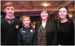  ?? Ruadhraí Mac Amhlaoibh, Gavin Ó Caoímh, Anna agus Róisín DeStaic enjoying the musical night at the Rose Hotel. Photo by Joe Hanley ??