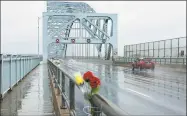  ?? Cassandra Day / Hearst Connecticu­t Media ?? The Arrigoni Bridge, which crosses the Connecticu­t River to connect Middletown and Portland, was the site of a planned protest Tuesday.