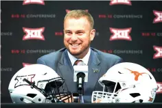  ?? Cooper Neill/ Associated Press ?? ■ Texas football head coach Tom Herman speaks during NCAA college football Big 12 media days on Tuesday in Frisco, Texas.