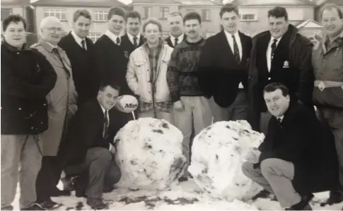  ??  ?? Snowy days in Drogheda Rugby Club in days gone by