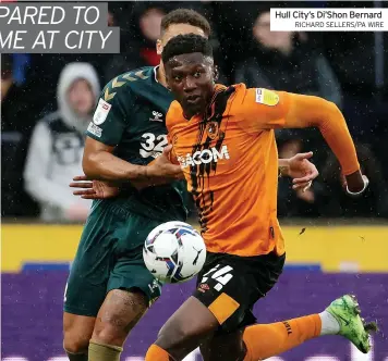  ?? RICHARD SELLERS/PA WIRE ?? Hull City’s Di’shon Bernard