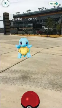  ?? BARRY GRAY, THE HAMILTON SPECTATOR ?? A Pokemon creature is seen at Tim Hortons Field in the popular game Pokemon Go on Monday.