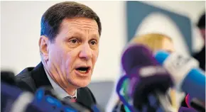  ?? — GETTY IMAGES ?? The President of the Russian Olympic Committee, Alexander Zhukov, said the committee voted unanimousl­y Tuesday to send athletes to the PyeongChan­g Winter Games.