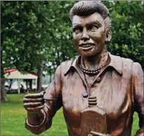  ??  ?? LEFT: In this May 1987 file photo, actress and comic legend Lucille Ball is shown. ABOVE: A bronze sculpture of Ball displayed in Lucille Ball Memorial Park in the village of Celoron, N.Y. , has been criticized because they say it bears little or no...