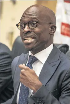  ?? /AFP ?? Big delegation: New Finance Minister Malusi Gigaba speaks to the media at the Treasury in Pretoria on Tuesday.