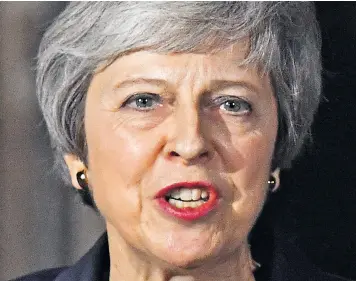  ??  ?? Theresa May gives a statement in Downing Street after the conclusion of a rancorous Cabinet meeting
