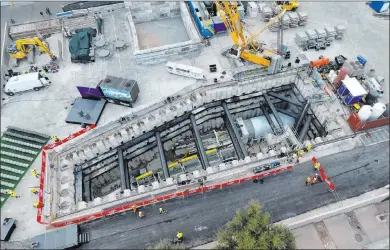  ?? Michael Quine Las Vegas Review-journal file @Vegas88s ?? The Boring Co. machine that is carving out tunnels for the $52.5 million people-mover project at the Las Vegas Convention Center reached a milestone on Thursday with its arrival at the endpoint of the first of two planned tunnels.