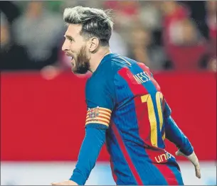 ?? FOTO: PERE PUNTÍ ?? Leo Messi Una imagen que hemos visto ya 500 veces, el argentino celebrando un gol