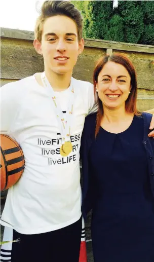  ??  ?? Jaxon Wroe, 15, from Reddish with his mum Sharon, is looking for a basketball scholarshi­p to take him to Europe or America.