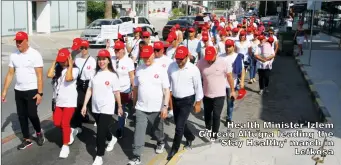  ?? ?? Health Minister Izlem Gurcag Altugra leading the 'Stay Healthy' march in Lefkoşa