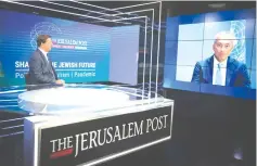  ?? ( Lior Lev) ?? NICKOLAY MLADENOV speaks to The Jerusalem Post’s Khaled Abu Toameh at the paper’s annual conference yesterday.