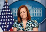  ?? (AP/Andrew Harnik) ?? White House press secretary Jen Psaki said Friday that the Trump administra­tion had “decimated” the refugee program, making it “unlikely” that President Joe Biden would be able to set a final cap on refugees at 62,500 that he had announced in February.