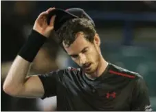  ?? KAMRAN JEBREILI — THE ASSOCIATED PRESS FILE ?? Andy Murray reacts after he lost a match to Spain’s Roberto Bautista Agut last month in Abu Dhabi, United Arab Emirates.