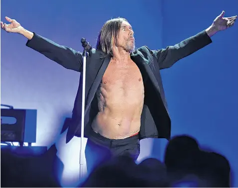  ??  ?? Rude energy: at 69, Iggy Pop, above, seems like a physical affront to the ageing process