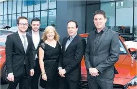  ??  ?? From left: Ben Clough, Zac Clough, Sue Clough, Paul Clough and Kane Clough at their new showroom, Pakenham Mazda.