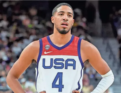  ?? ETHAN MILLER/GETTY IMAGES FILE ?? The United States’ Tyrese Haliburton looks on against Puerto Rico in a 2023 FIBA World Cup exhibition game on Aug. 7 in Las Vegas.