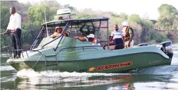  ?? ?? Speed boats have enhanced operations to fight wildlife crimes along the Zambezi River