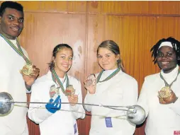  ?? Picture: JESSICA KNOETZE RAPER ?? PROUD MOMENT: Eastern Cape fencers who excelled at the Arnold Classic are, from left, Joshua Nsua (St George’s College), Rachel Beukes (Pearson), Isabella Archibald (Collegiate), and Benedicte Nsua (St George’s)