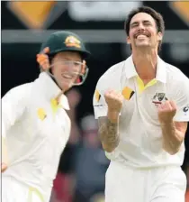  ?? GETTY IMAGES ?? PACE TO BURN: Mitchell Johnson’s four wickets in Brisbane yesterday helped Australia take control of the first Test.