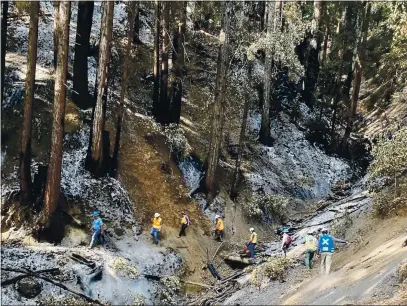  ?? COURTESY OF COUNTY OF SANTA CRUZ ?? Santa Cruz County officials worry that slopes scorched by the summer’s CZU Lightning Complex fires, such as this one in the San Lorenzo Valley, will trigger dangerous debris flows once winter rains begin in earnest.