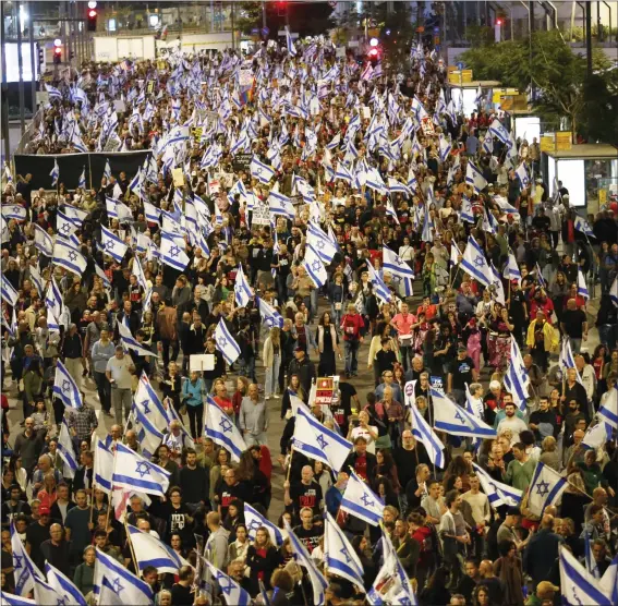  ?? Picture: Saeed Qaq/Anadolu via Getty Images ?? Thousands of Israeli citizens last week demonstrat­e demanding Benjamin Netanyahu’s resignatio­n