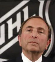  ?? MARY ALTAFFER - THE ASSOCIATED PRESS ?? FILE - In this Sept. 13, 2012, file photo, NHL commission­er Gary Bettman listens as he meets with reporters after a meeting with team owners in New York. The National Hockey Leage Players’ Associatio­n announces its decision whether to terminate the current collective bargaining agreement and set the clock ticking toward another potential work stoppage in 2020.