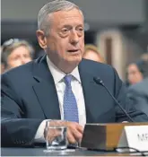  ?? MANDEL NGAN, AFP/ GETTY IMAGES ?? Retired Marine Corps general James Mattis testifies Thursday before the Senate Armed Services Committee.