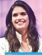 ??  ?? LISBON: Portuguese model Sara Sampaio smiles during an interview at the 2017 Web Summit in Lisbon.—AFP photos