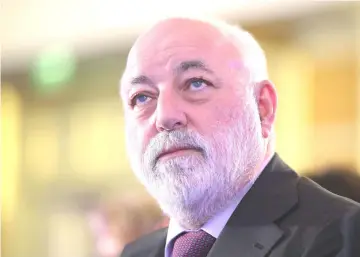  ?? — WP-Bloomberg photo ?? Vekselberg, chairman of Renvova Management, at the Russian Union of Industrial­ists and Entreprene­urs during Russia Business week in Moscow on Feb 9.