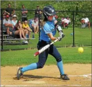  ?? GENE WALSH — DIGITAL FIRST MEDIA ?? North Penn’s Jordan Pietrzykos­ki gets in a good swing Friday against Coatesvill­e.