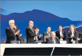  ?? AP ?? UN climate chief Simon Stiell (centre) speaks during the closing COP27 plenary session on Sunday.