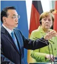 ?? Foto: dpa ?? Auf Deutschlan­d Besuch: Chinas Pre mier Li und Kanzlerin Merkel.