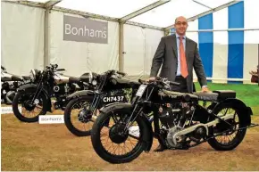  ??  ?? Ben with one of his all-time favourite machines, the ex-alf Briggs and Eric Houseley 1928 MCEVOY-JAP 8/45hp 980cc V-twin. The bike was sold for £100,000 in 2009
Left: Ben examines a catalogue during a visit to see a French collection