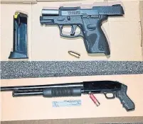  ?? TORONTO POLICE ?? Following a shooting and chase Thursday, police arrested three teens and seized a shotgun and a semi-automatic handgun.