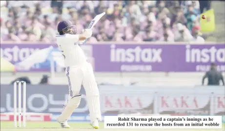  ?? ?? Rohit Sharma played a captain’s innings as he recorded 131 to rescue the hosts from an initial wobble