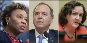  ?? THE ASSOCIATED PRESS ?? Democratic Reps. Barbara Lee of Oakland, Adam B. Schiff of Burbank and Katie Porter of Irvine, from left, hope to replace retiring Sen. Dianne Feinstein.