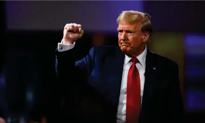  ?? ?? Donald Trump participat­es in a Fox News town hall in Greenville, South Carolina, on 20 February. Photograph: Sam Wolfe/Reuters