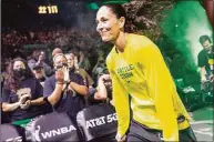  ?? Dean Rutz / Associated Press ?? The Seattle Storm’s Sue Bird takes the floor for her regular-season home finale in Seattle on Aug. 7.