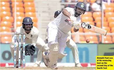  ??  ?? Rishabh Pant was at his menacing best on the second day of the fourth Test