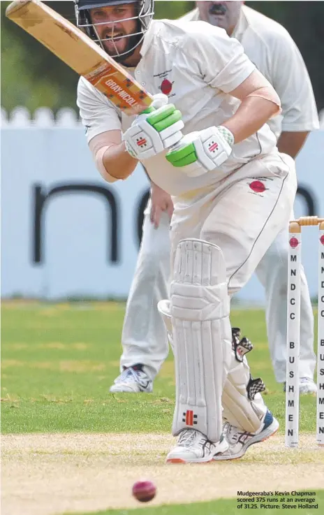  ??  ?? Mudgeeraba’s Kevin Chapman scored 375 runs at an average of 31.25. Picture: Steve Holland