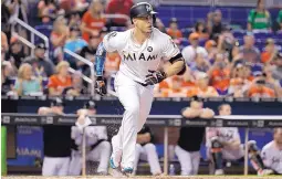  ?? LYNNE SLADKY/ASSOCIATED PRESS ?? Miami’s Giancarlo Stanton led MLB with 59 home runs last season but the Marlins, headed by former Yankee Derek Jeter, are shopping him as the team looks to shed payroll.