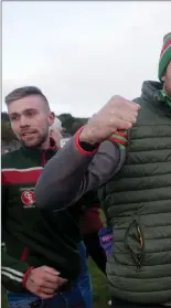  ??  ?? Nicky Mernagh and Alex Glynn after the final l whistle in Aughrim.